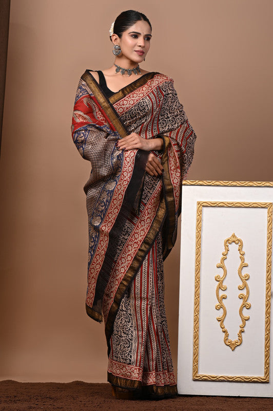 MAHESHWARI SILK BAGRU PRINT SAREE