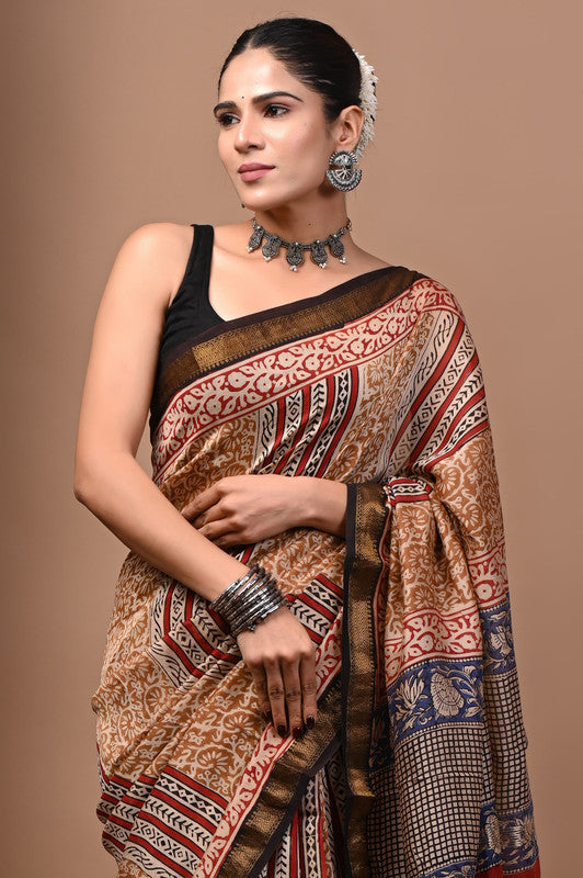 MAHESHWARI SILK BAGRU PRINT SAREE