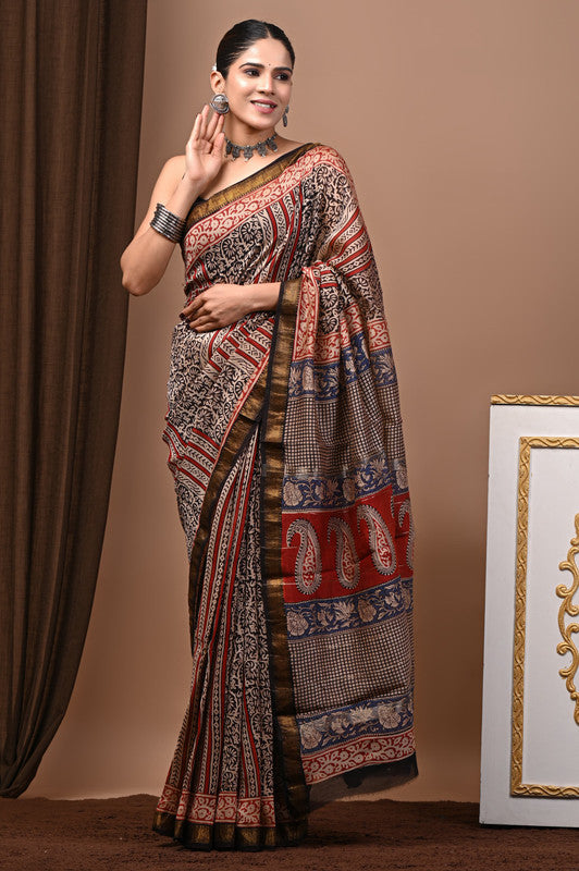 MAHESHWARI SILK BAGRU PRINT SAREE