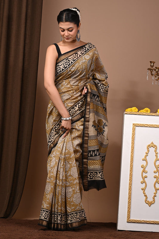 MAHESHWARI SILK BAGRU PRINT SAREE