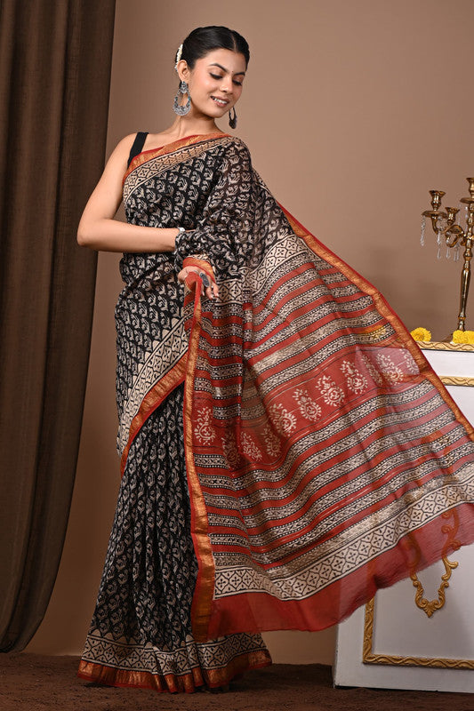 MAHESHWARI SILK BAGRU PRINT SAREE