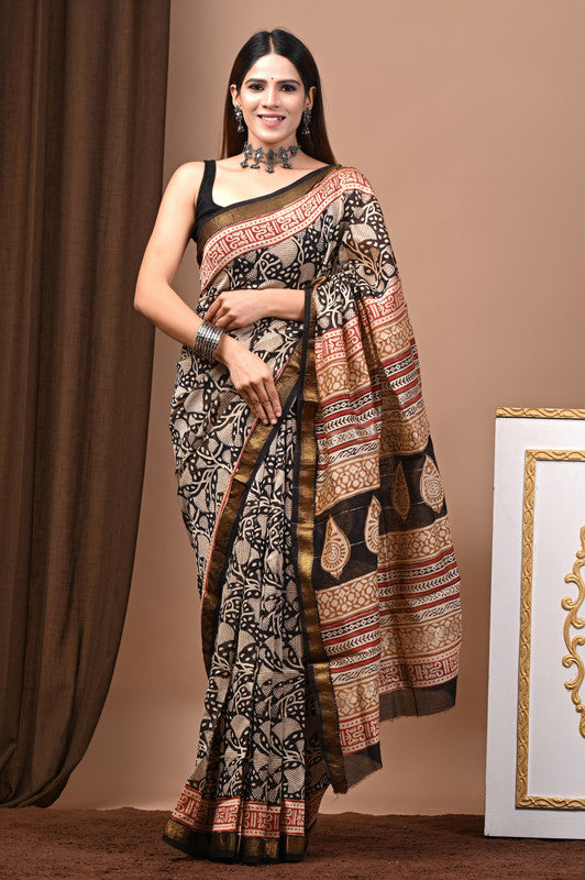 MAHESHWARI SILK BAGRU PRINT SAREE