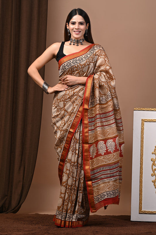 MAHESHWARI SILK BAGRU PRINT SAREE