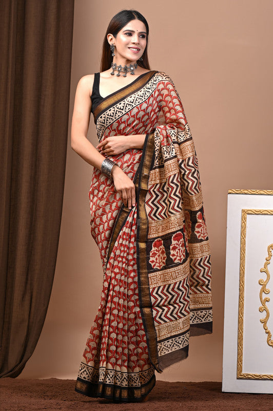 MAHESHWARI SILK BAGRU PRINT SAREE