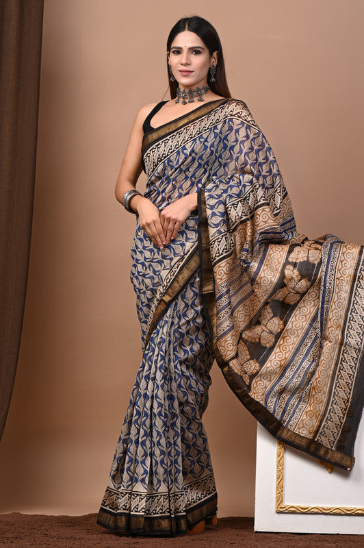 MAHESHWARI SILK BAGRU PRINT SAREE