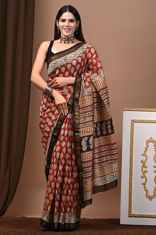MAHESHWARI SILK BAGRU PRINT SAREE