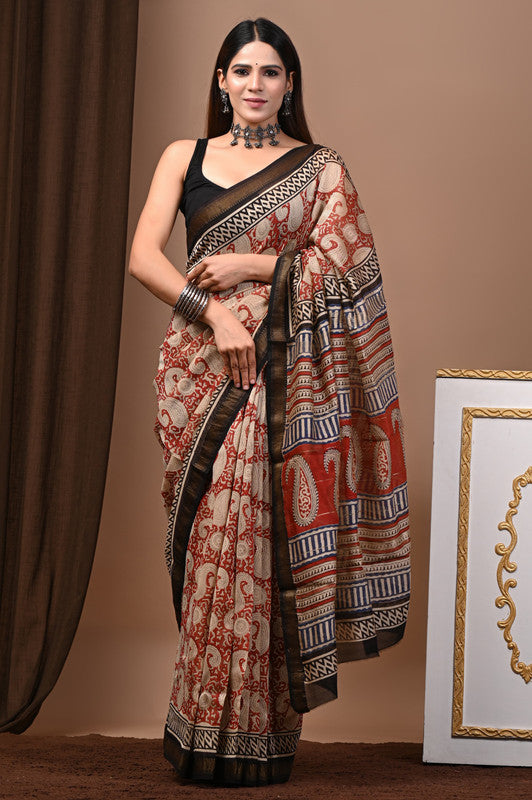 MAHESHWARI SILK BAGRU PRINT SAREE