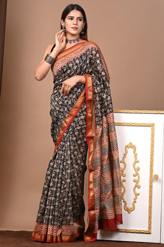 MAHESHWARI SILK BAGRU PRINT SAREE