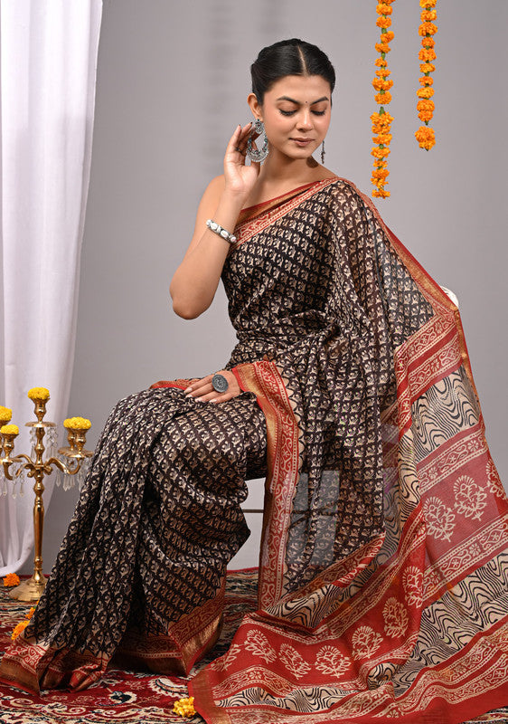 MAHESHWARI SILK BAGRU PRINT SAREE