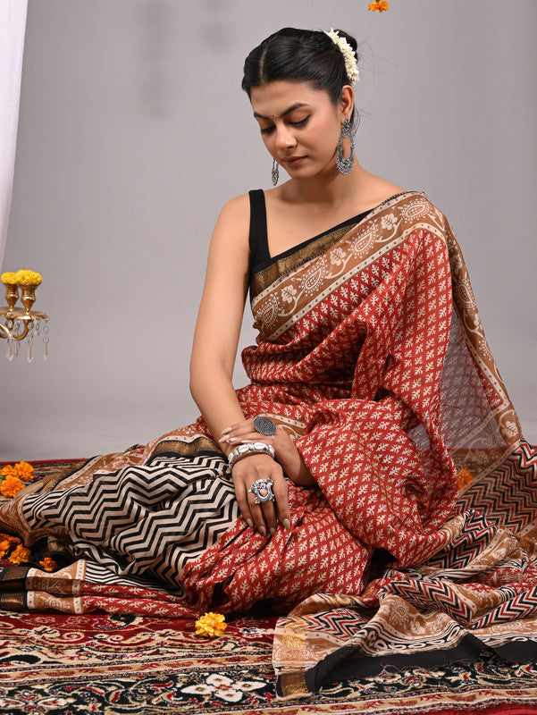 MAHESHWARI SILK BAGRU PRINT SAREE