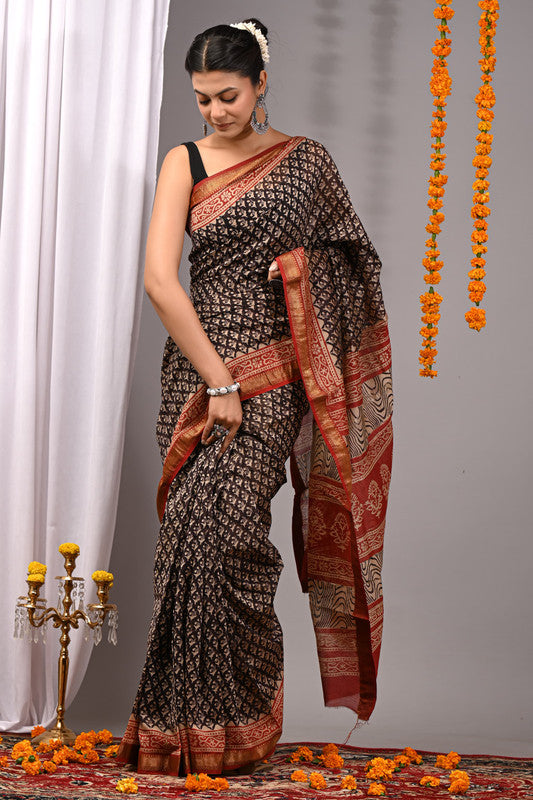 MAHESHWARI SILK BAGRU PRINT SAREE