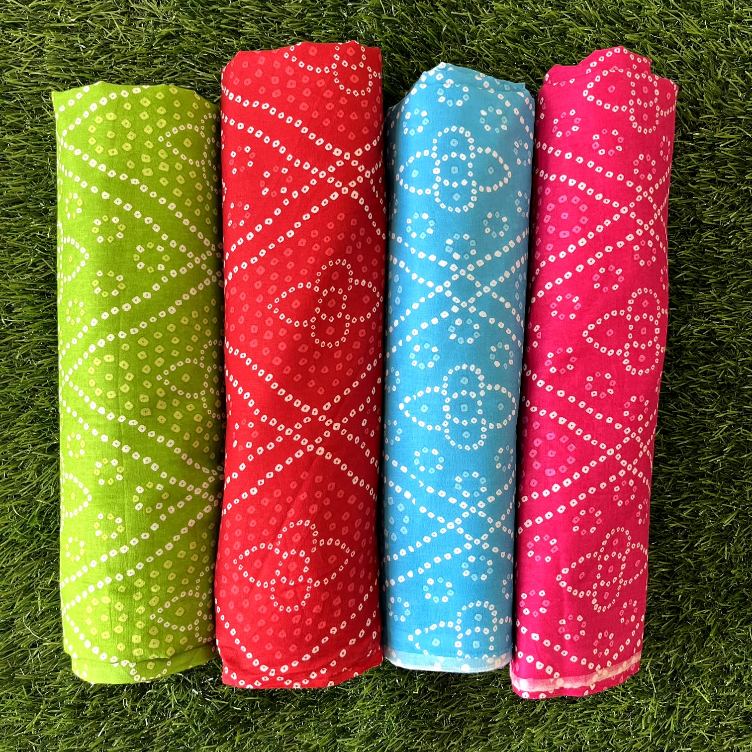 Bandhani Thread Pure cotton unstitched bandhani tops (pack of 4) (2.5 meters in one de ...