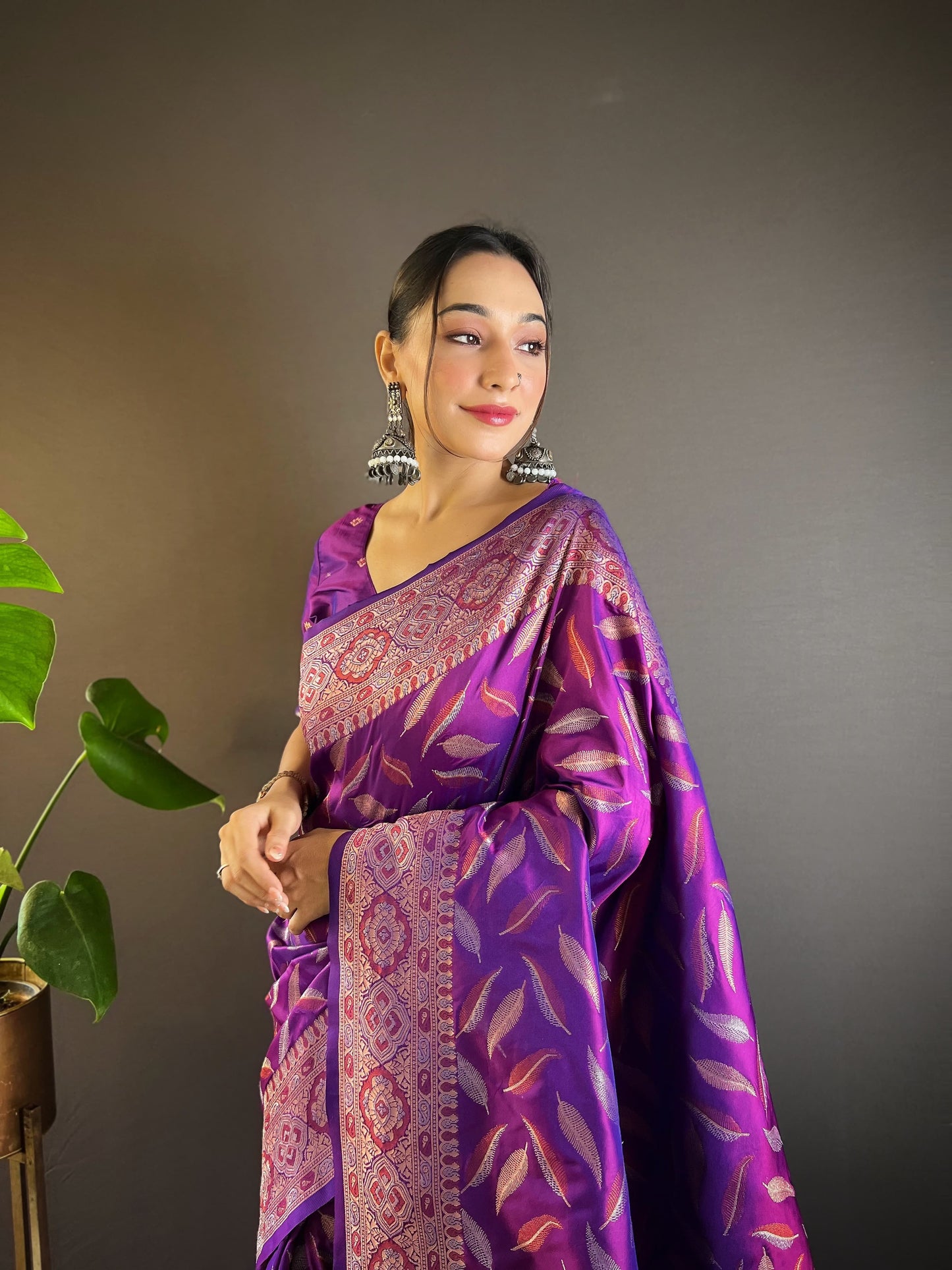 Soft Silk Saree with Triple Zari Unique Paan weaves