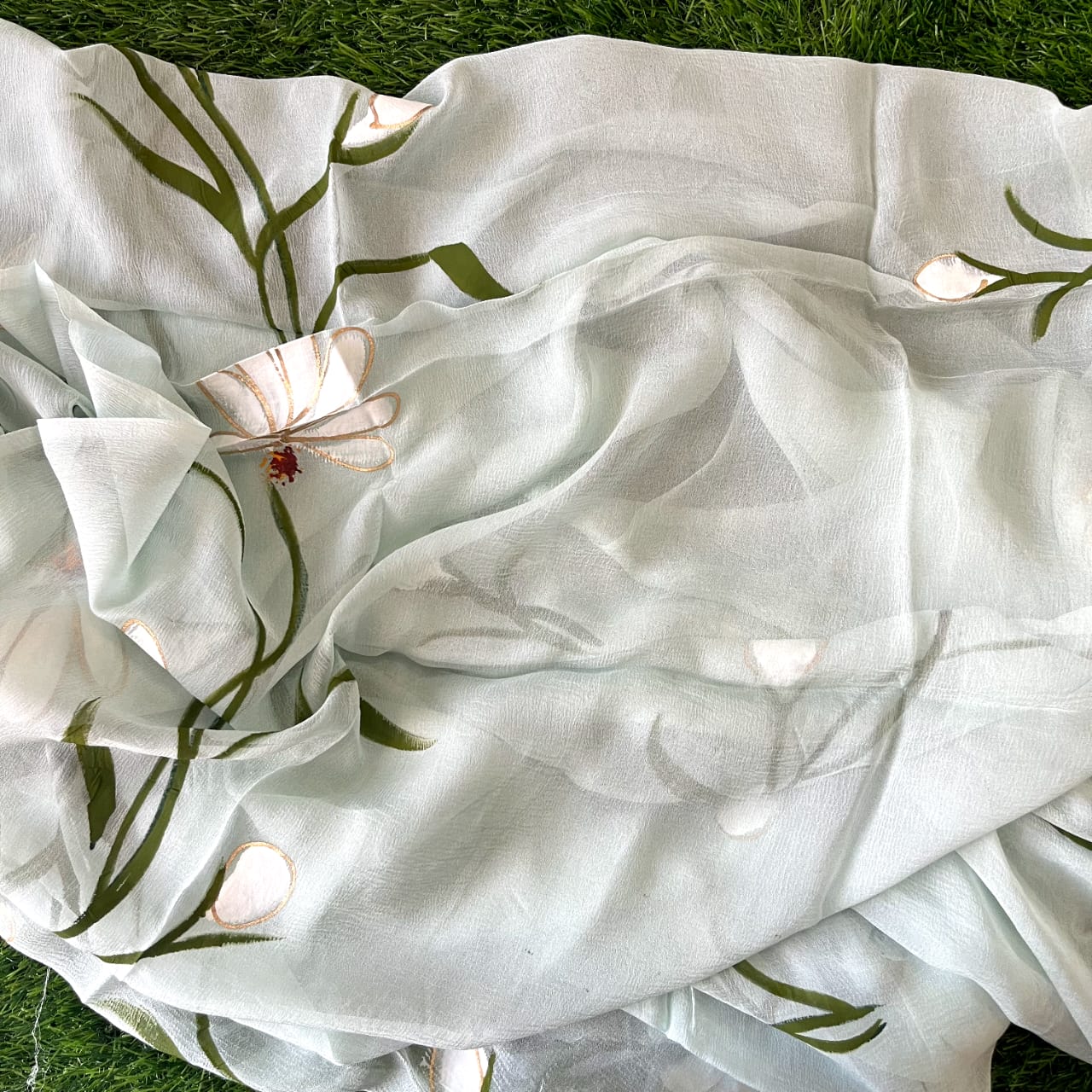 Pure Cotton Unstitched Suit With Chiffon Dupatta