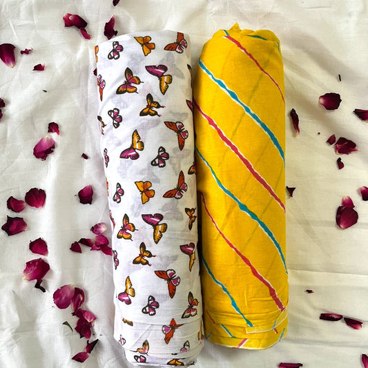 Pure cotton top and bottom set (2.5 mtr top, 2.5 mtr bottom)