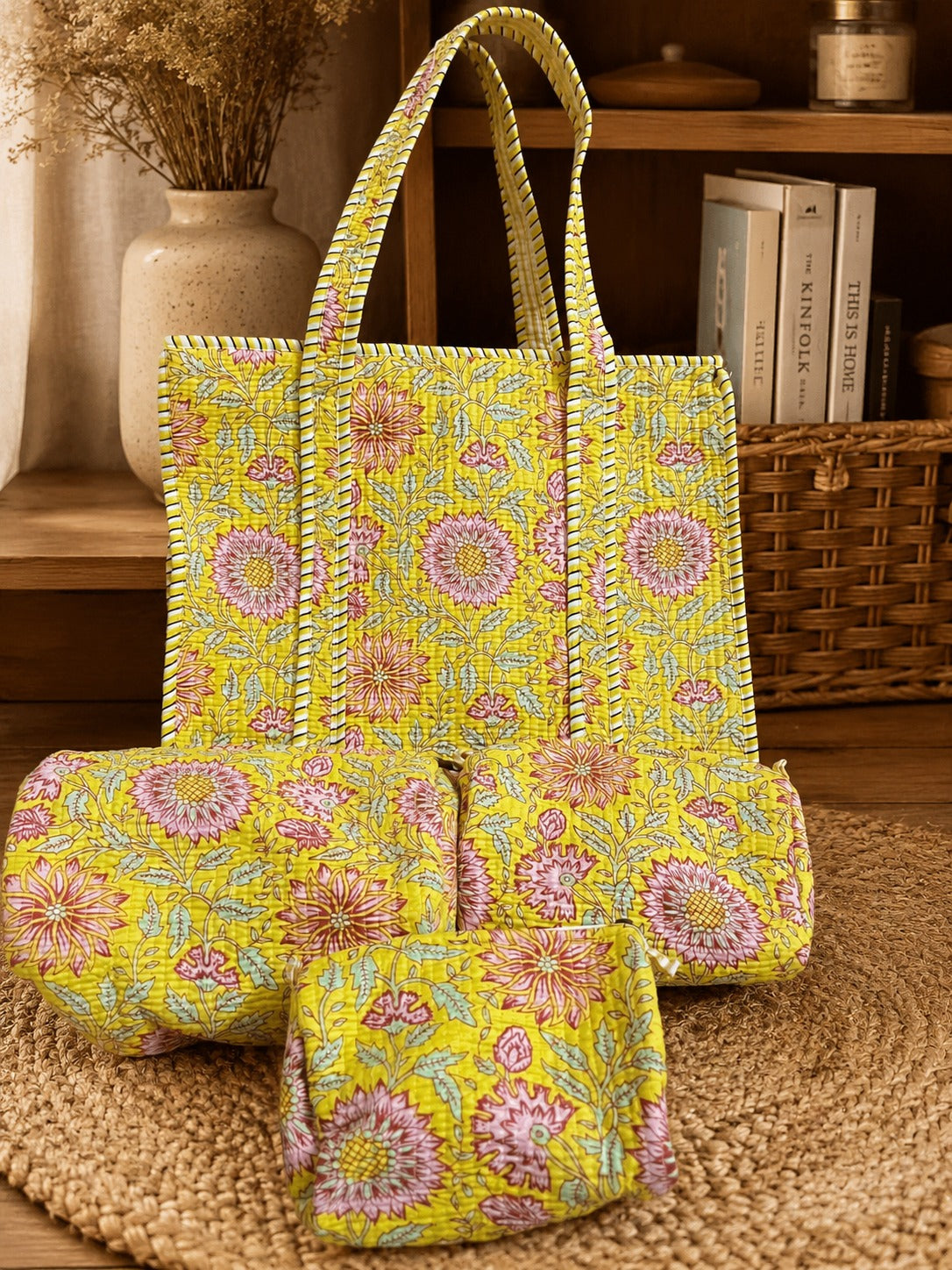 The Sunshine Carryall Tote and Pouches (With Zipper)