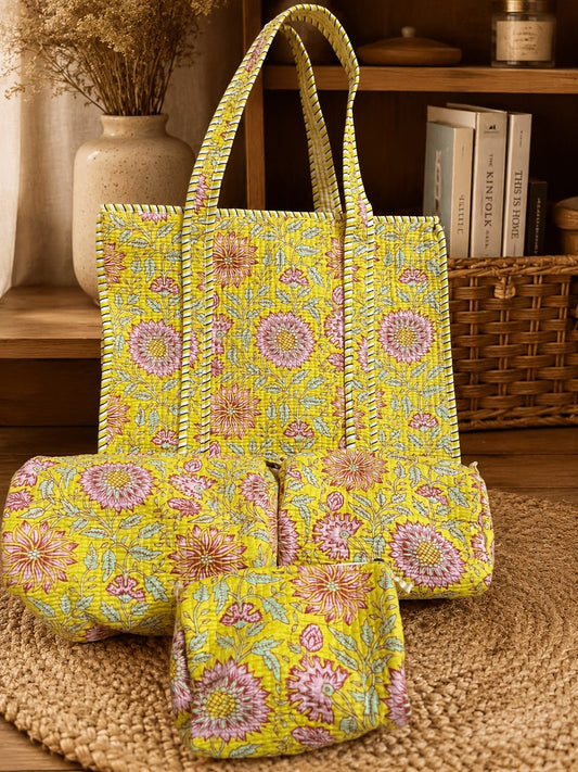 The Sunshine Carryall Tote and Pouches (With Zipper)