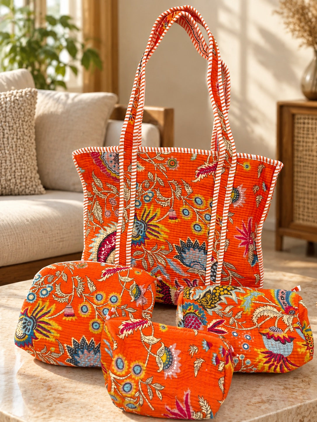 Orangewood Garden House Tote and Pouches (With Zipper)