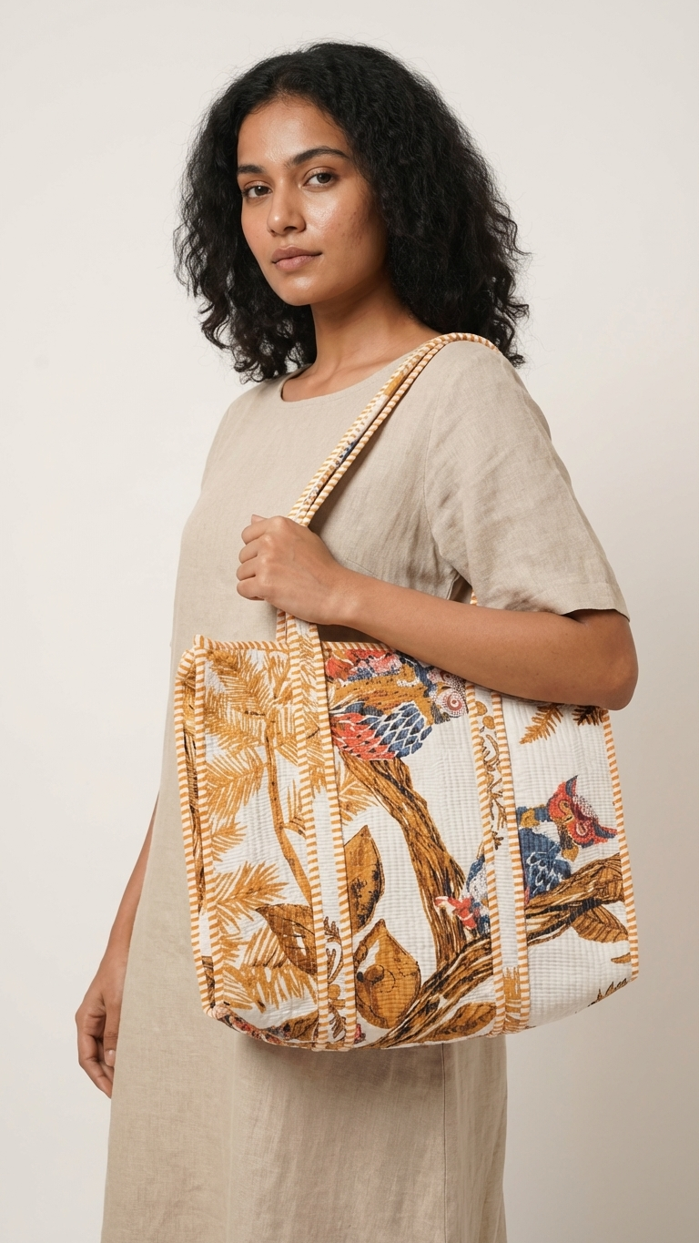 Autumn Birdsong Tote (With Zipper)