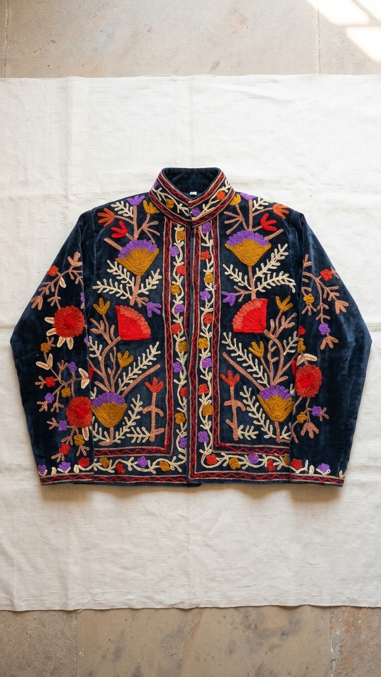 Noir Floral Heirloom Suzani Jacket