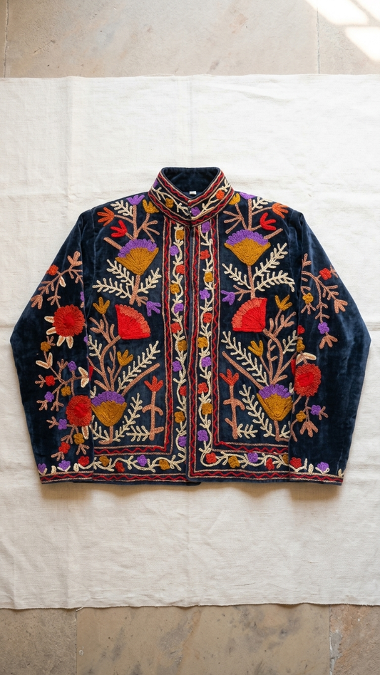 Noir Floral Heirloom Suzani Jacket