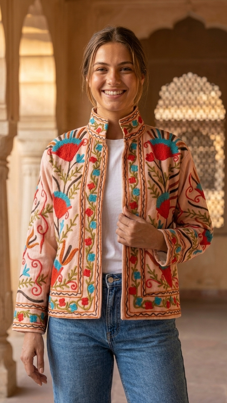 Crimson Bloom Suzani Jacket