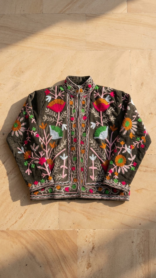 Noir Blossom Suzani Jacket