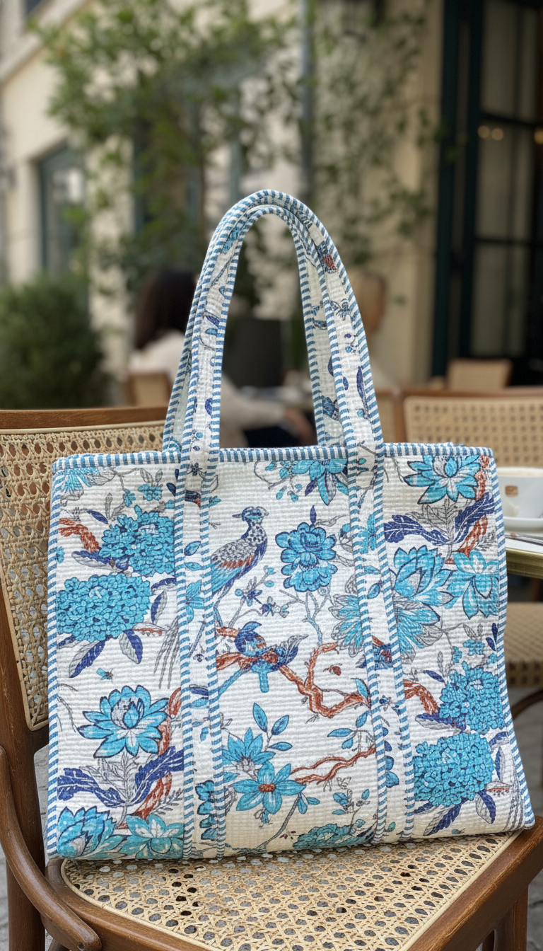 Bluebird Bloom Tote (With Zipper)