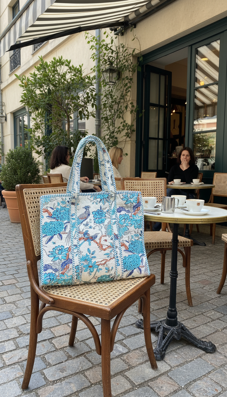 Bluebird Bloom Tote (With Zipper)