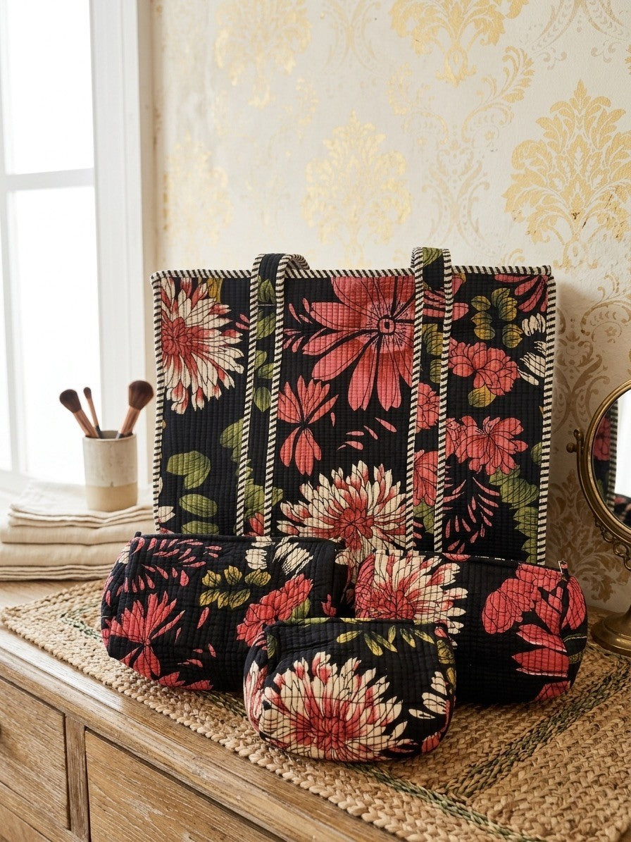 The Petal Story Tote and Pouches (With Zipper)