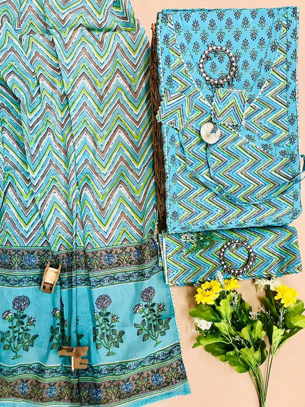 Angrakha pattern pure cotton unstitched suit