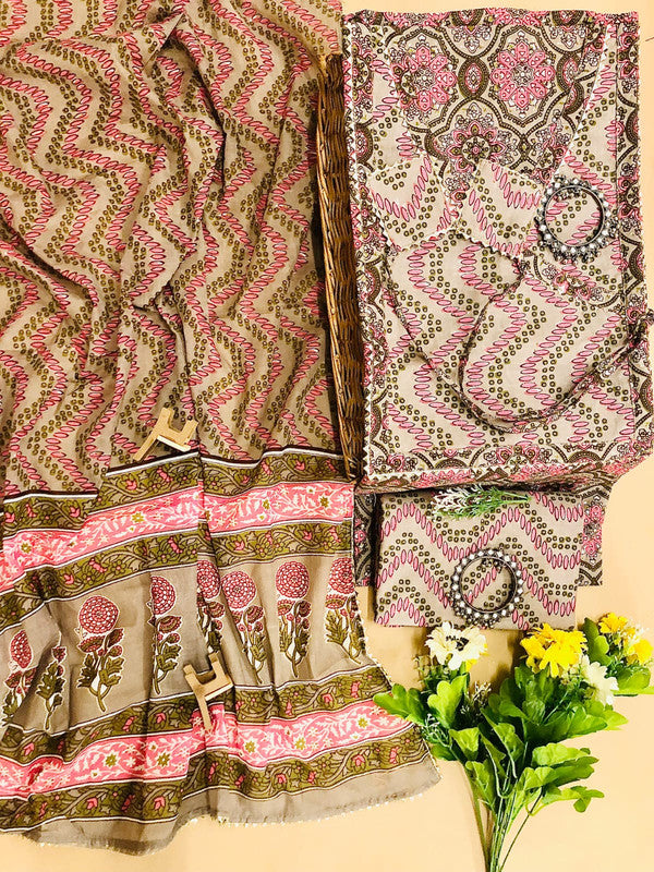 Angrakha pattern pure cotton unstitched suit