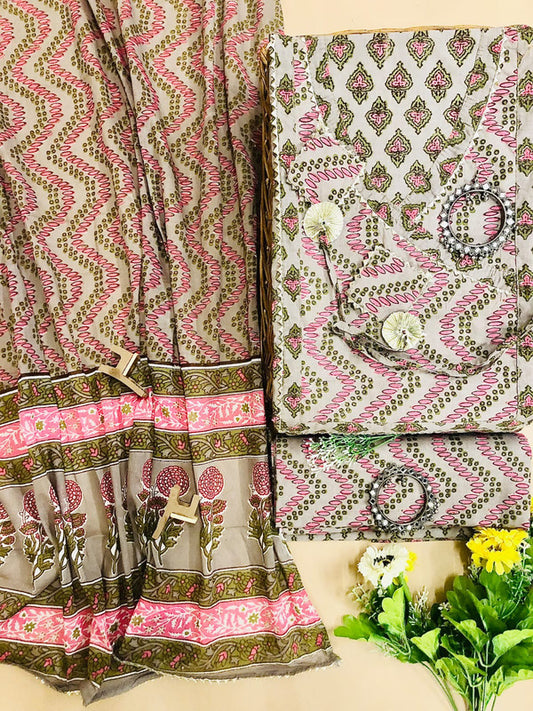 Angrakha pattern pure cotton unstitched suit