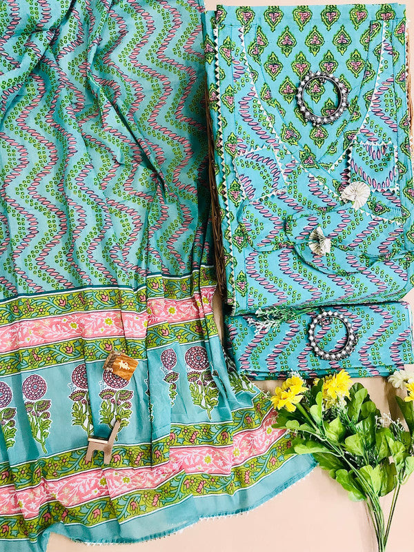 Angrakha pattern pure cotton unstitched suit