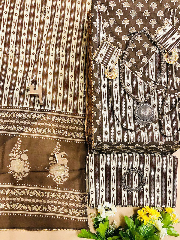 Angrakha pattern pure cotton unstitched suit