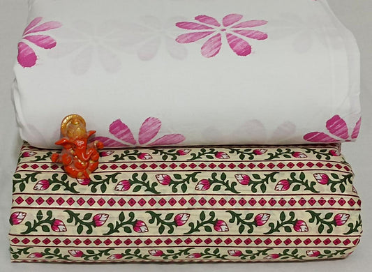 Pure Cotton Block Print Dress Material Combo set of 2PC Top & Bottom (2.5 MTR TOP, 2.5 MTR BOTTOM)