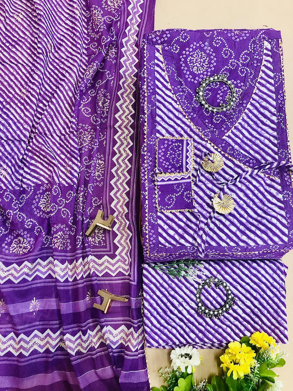 Angrakha pattern pure cotton unstitched suit