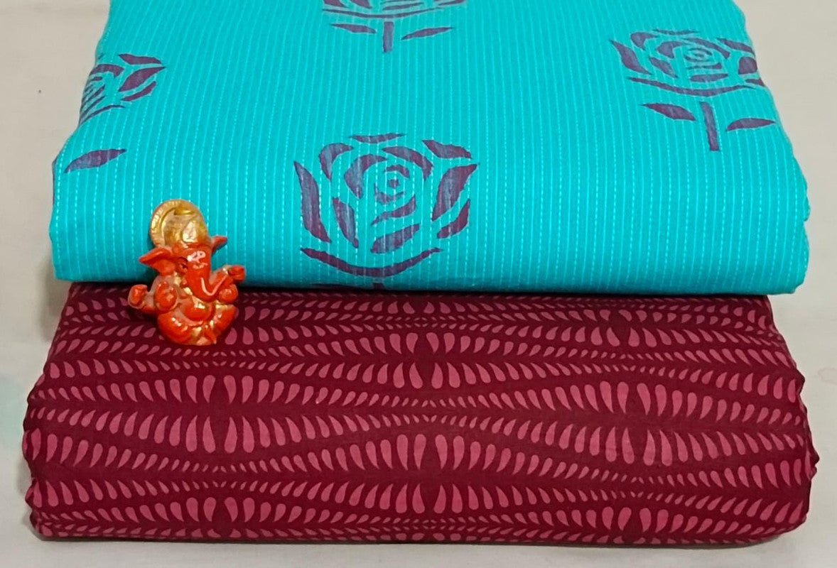 Pure Cotton Block Print Dress Material Combo set of 2PC Top & Bottom (2.5 MTR TOP, 2.5 MTR BOTTOM)